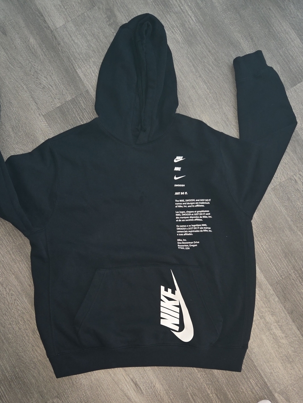 Nike Black Crewneck Hoodie with White Swoosh